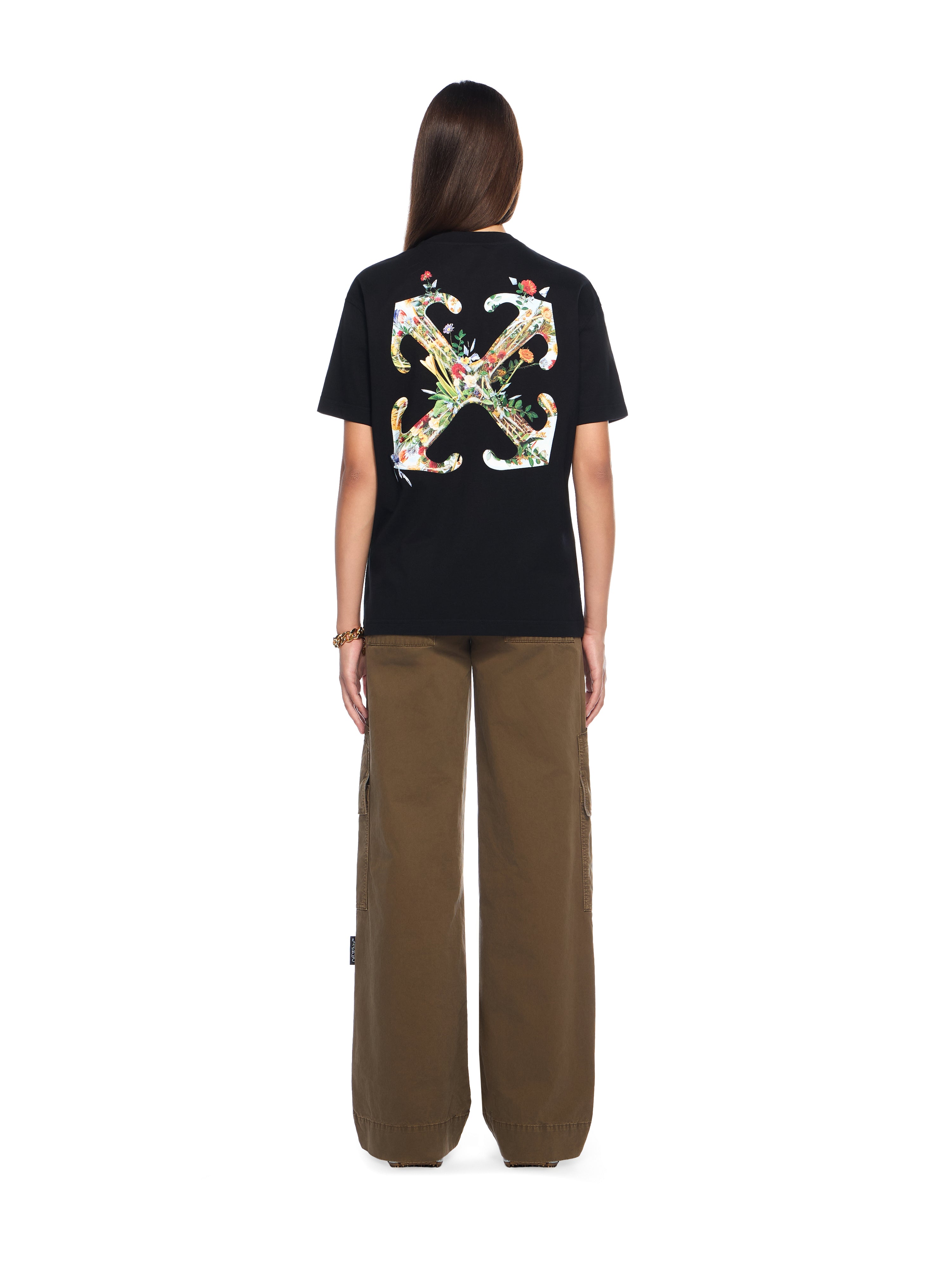 Off-White Arrow Glass Flower Regular Logo Tshirt Black