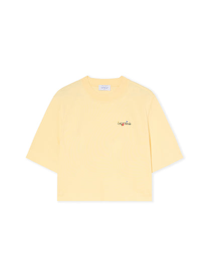 Off-White Arrow Glass Flower Crop Logo Tee Cream