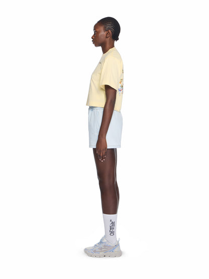 Off-White Arrow Glass Flower Crop Logo Tee Cream