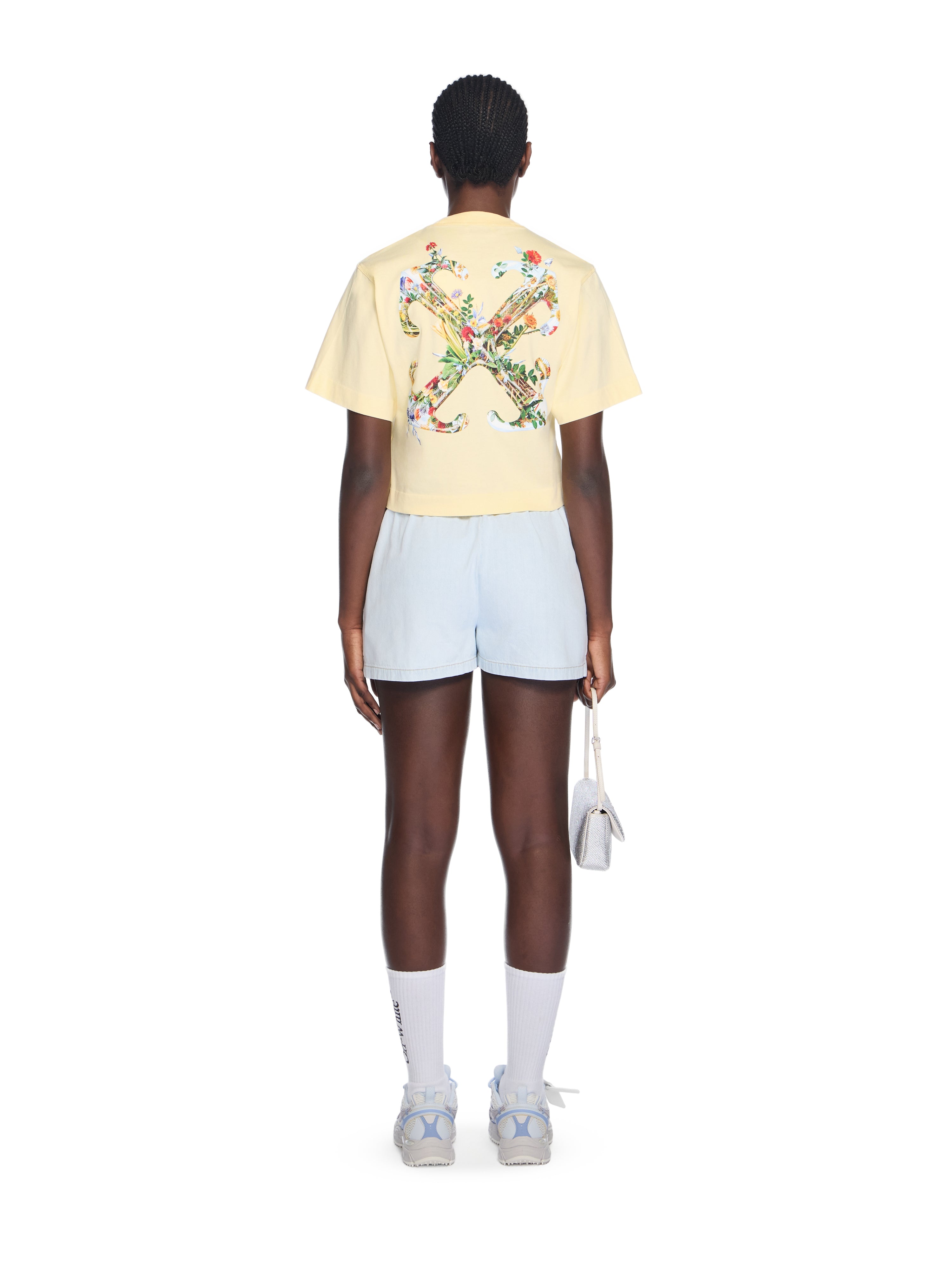 Off-White Arrow Glass Flower Crop Logo Tee Cream