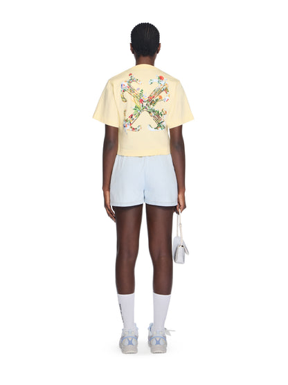 Off-White Arrow Glass Flower Crop Logo Tee Cream