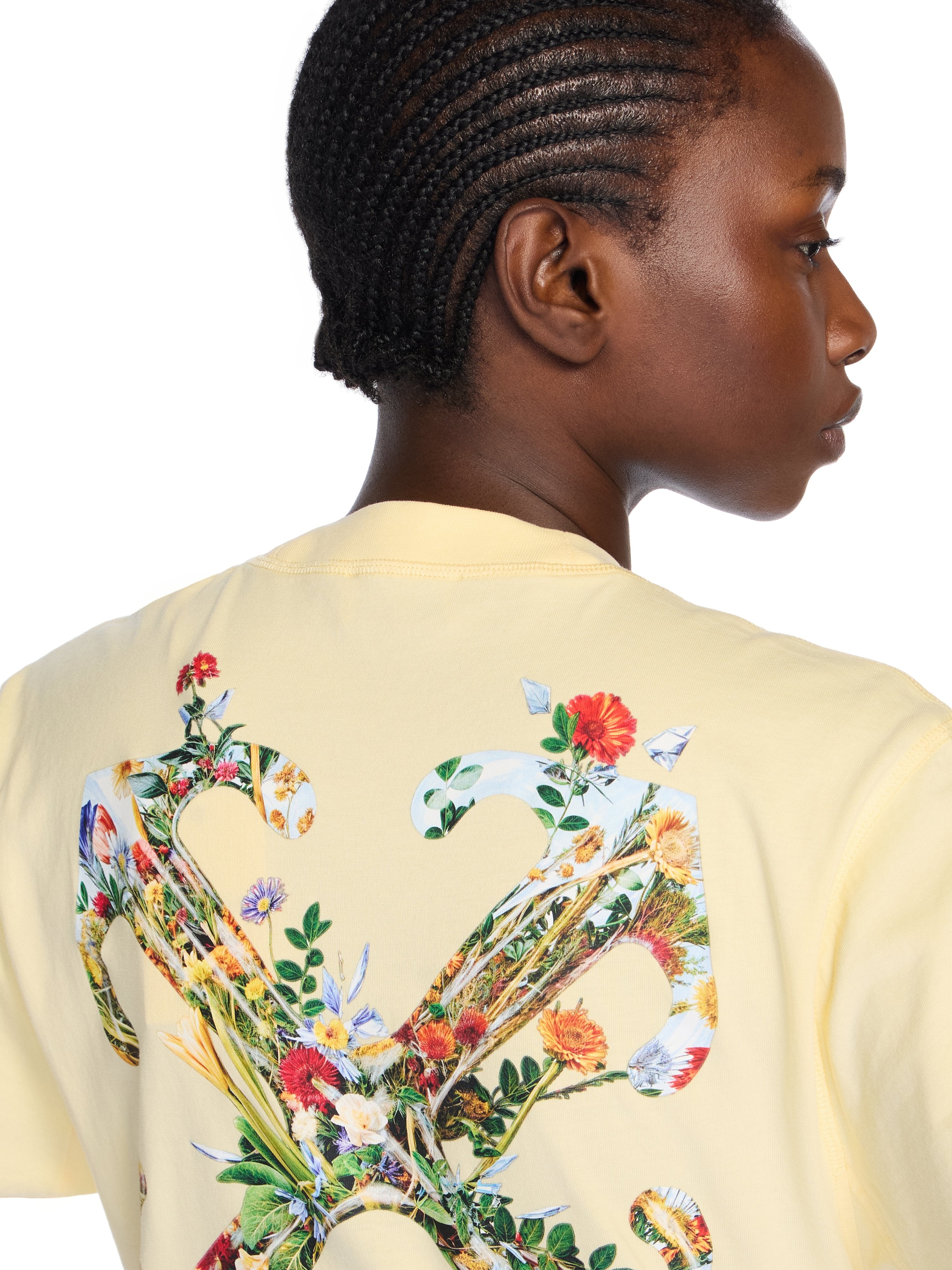 Off-White Arrow Glass Flower Crop Logo Tee Cream