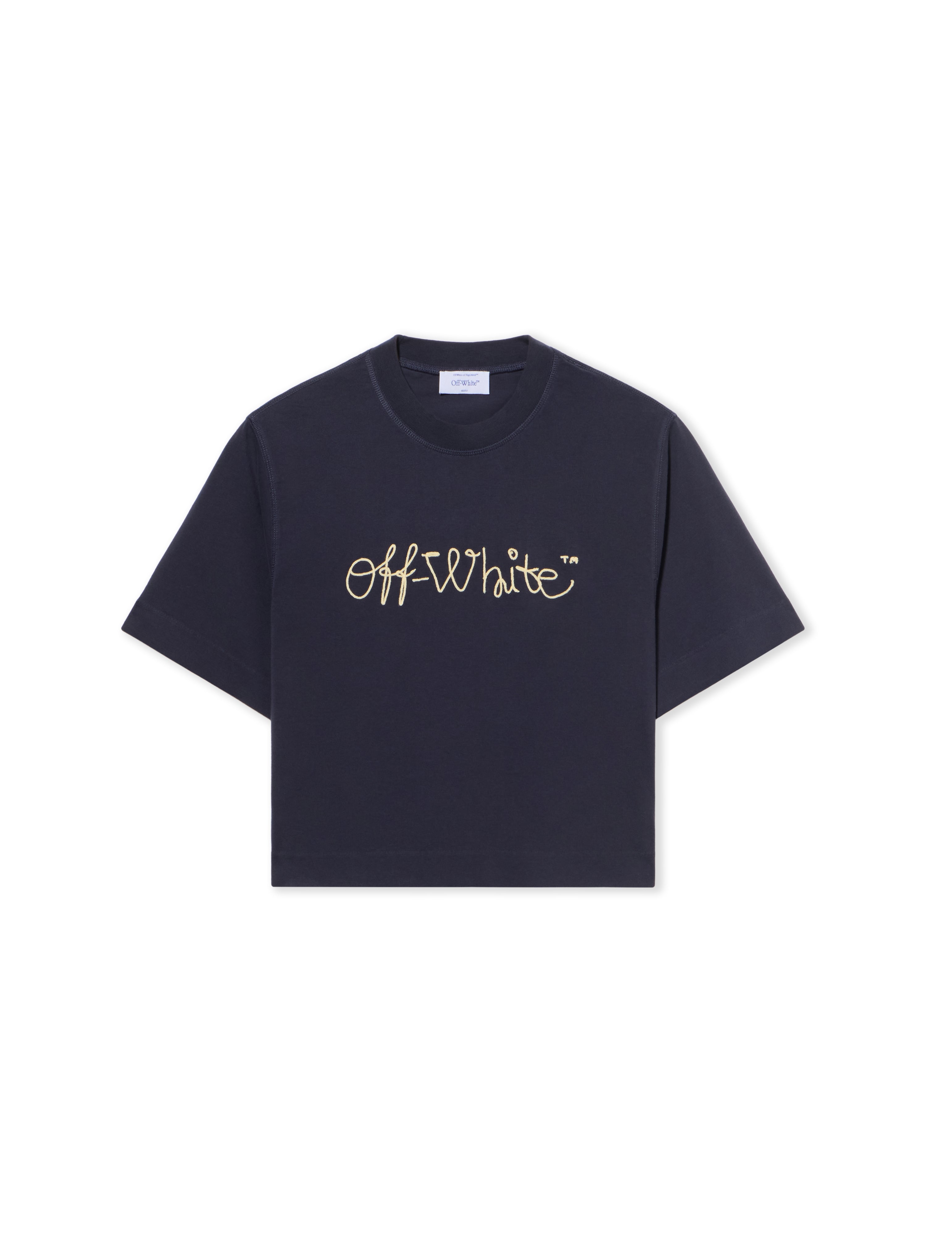 Off-White Embroidered Script Logo Crop Logo Tee Sapphire