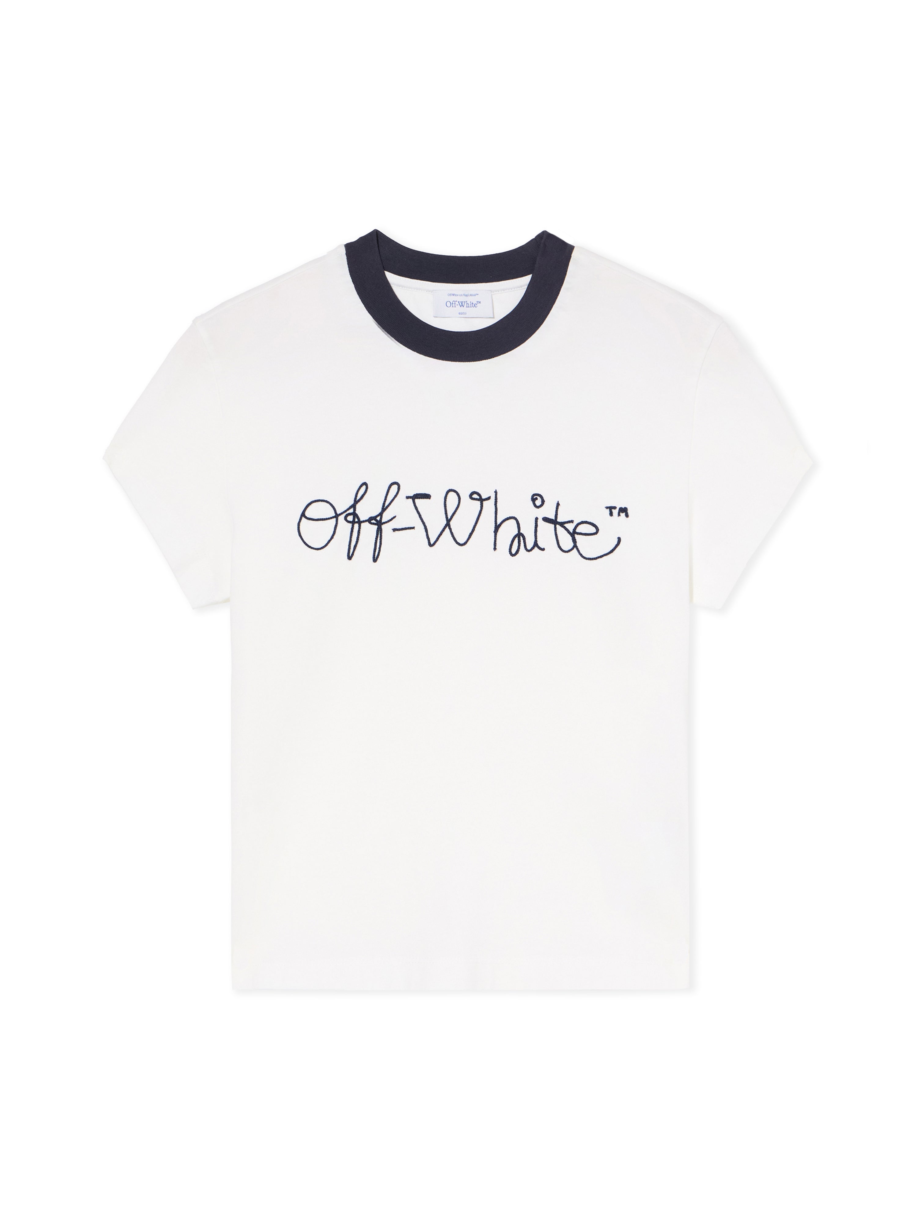 Off-White Embroidered Script Logo Fitted Logo Tee