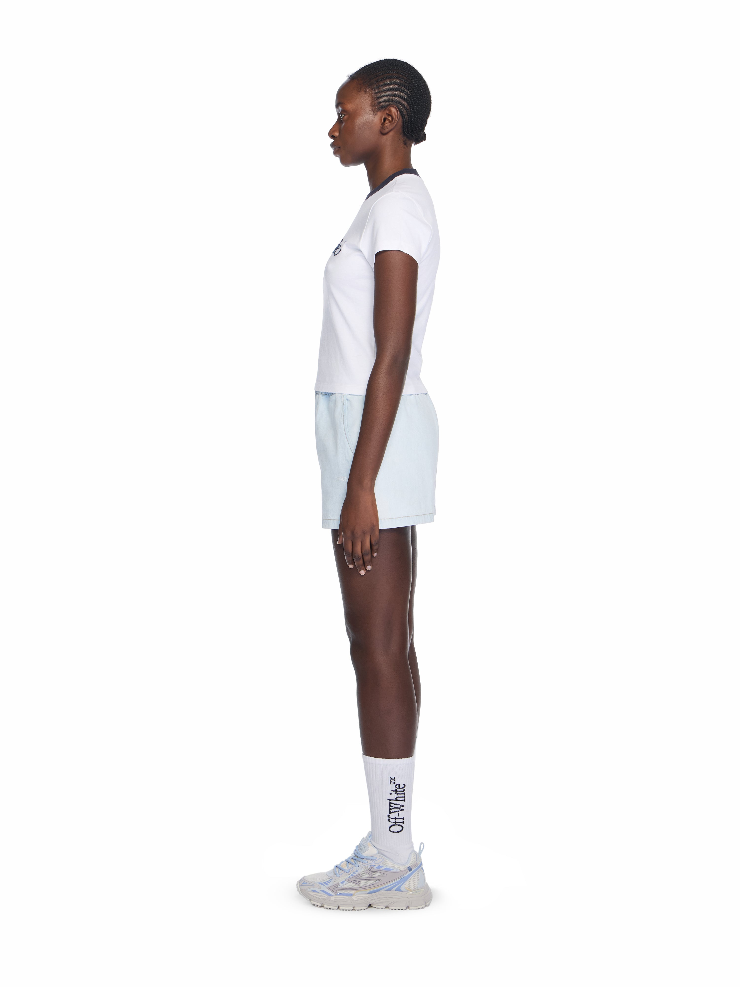Off-White Embroidered Script Logo Fitted Logo Tee