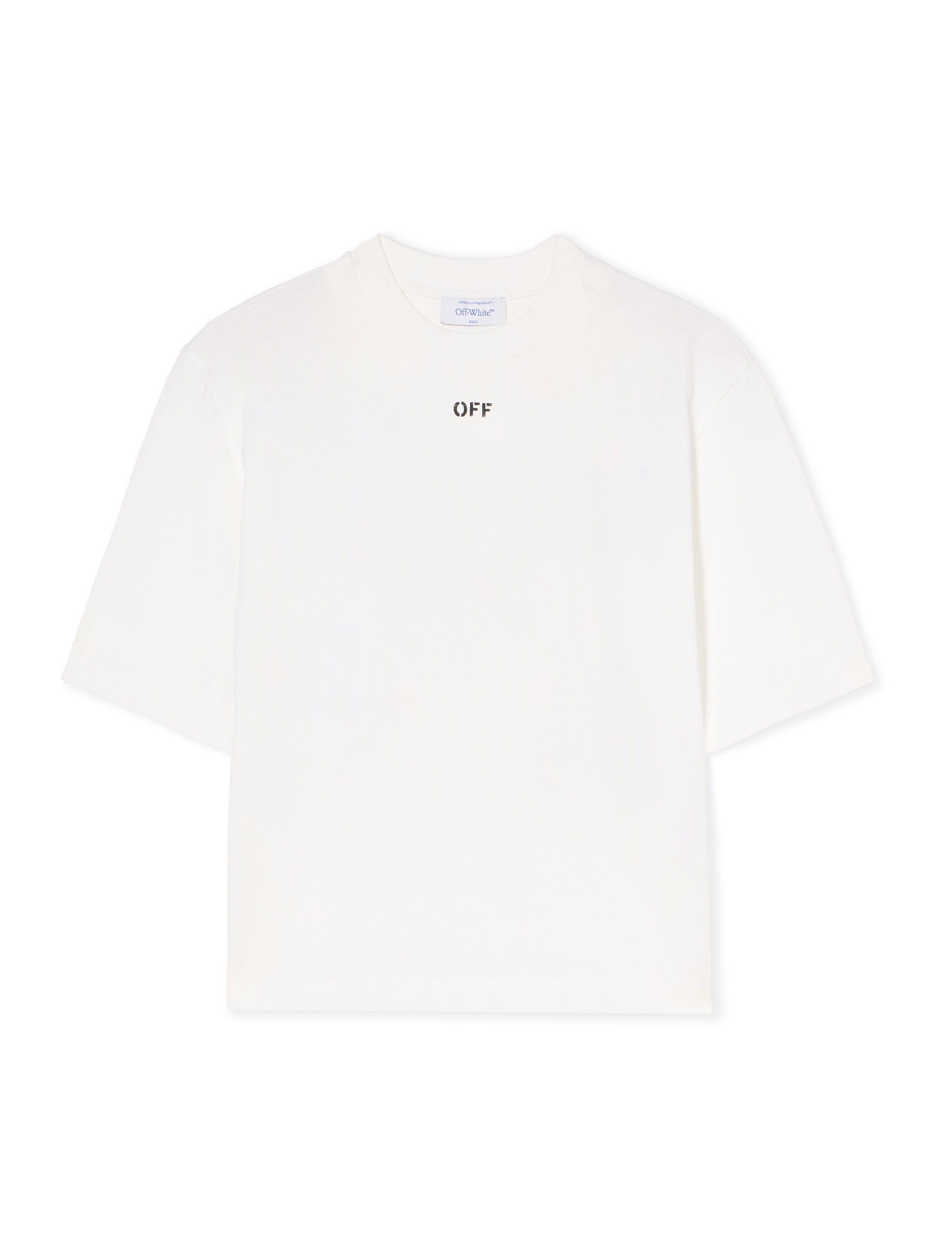 Off-White Embroidered Flowers Boxy Logo Tee