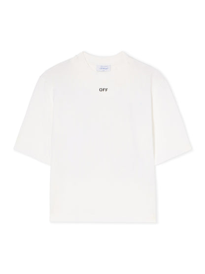 Off-White Embroidered Flowers Boxy Logo Tee