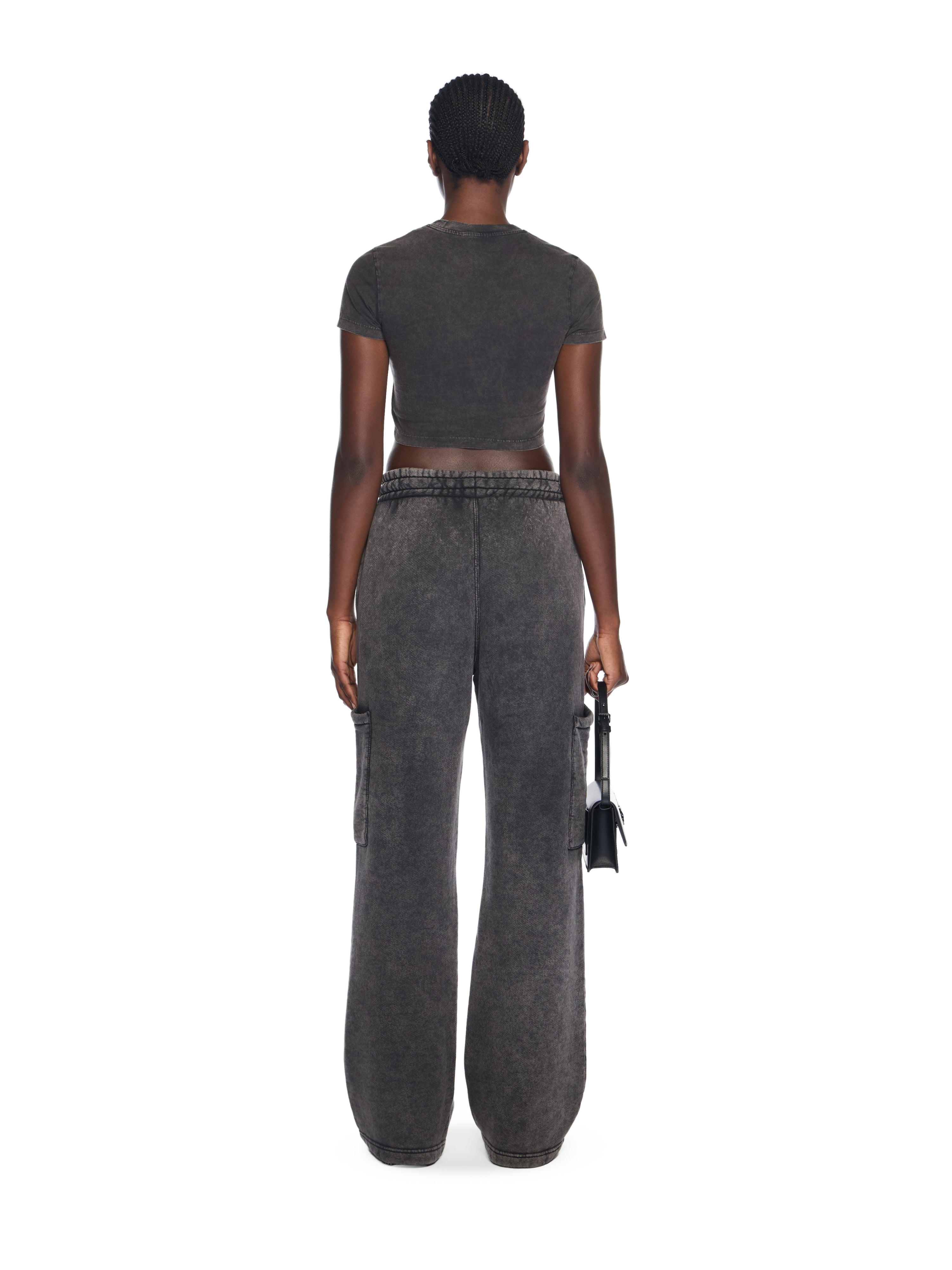 Off-White News Print 90S Crop Logo Tee Black