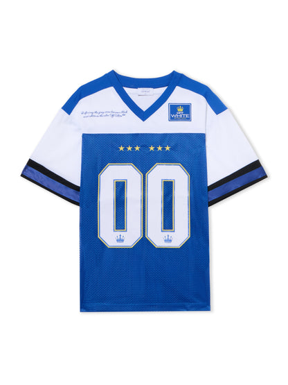 Off-White 00 Royal Mesh Football Logo Tee Blue