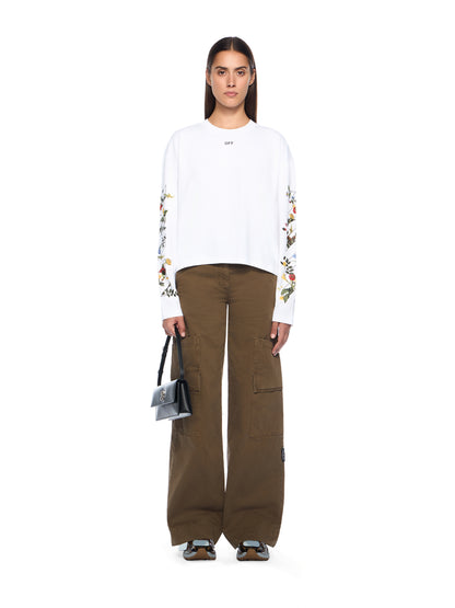 Off-White Embroidered Flowers Arrow Long Sleeve Tshirt