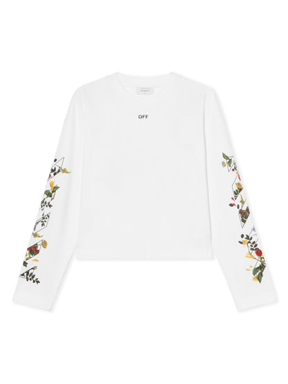 Off-White Embroidered Flowers Arrow Long Sleeve Tshirt