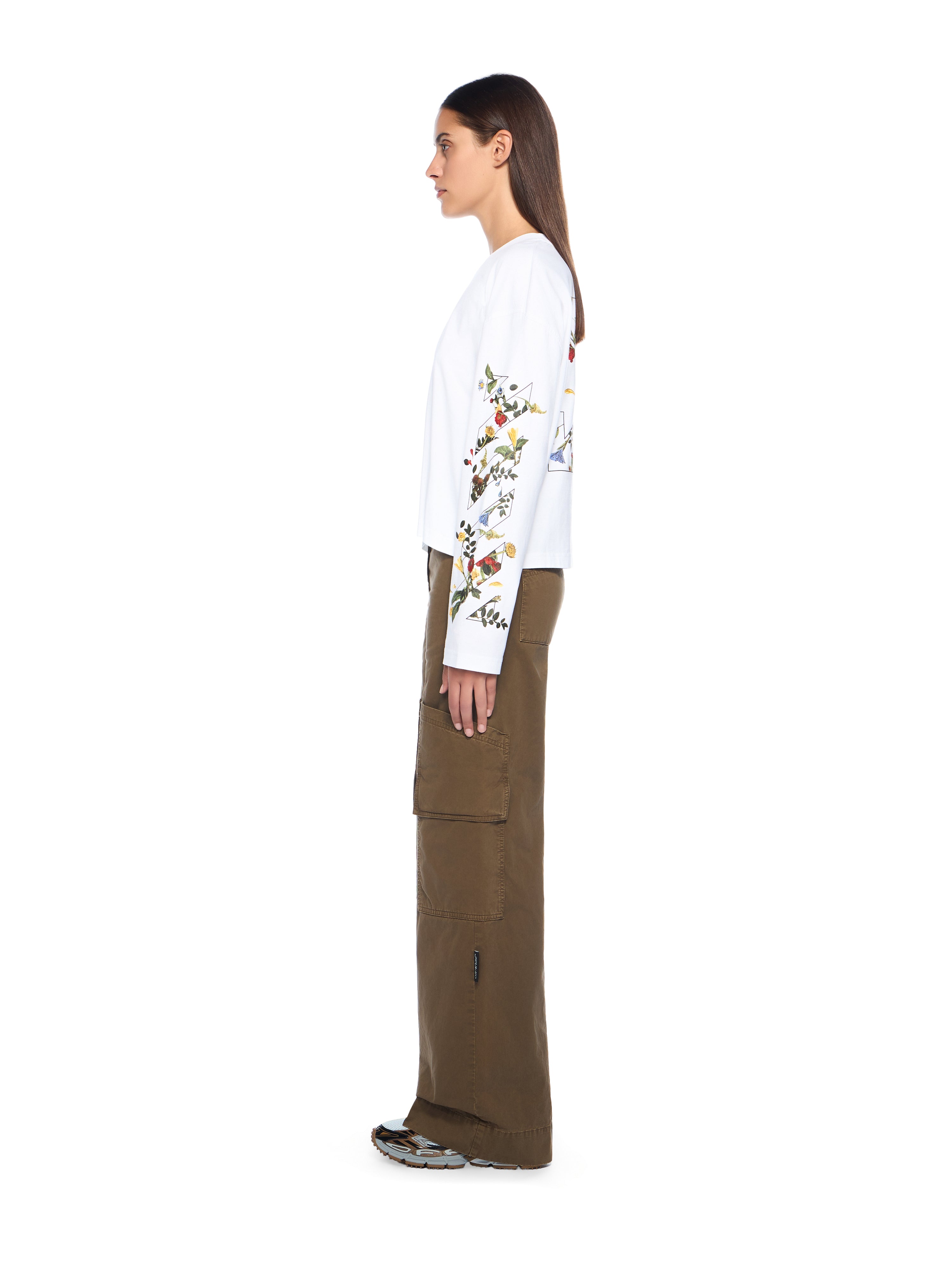 Off-White Embroidered Flowers Arrow Long Sleeve Tshirt