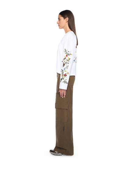Off-White Embroidered Flowers Arrow Long Sleeve Tshirt
