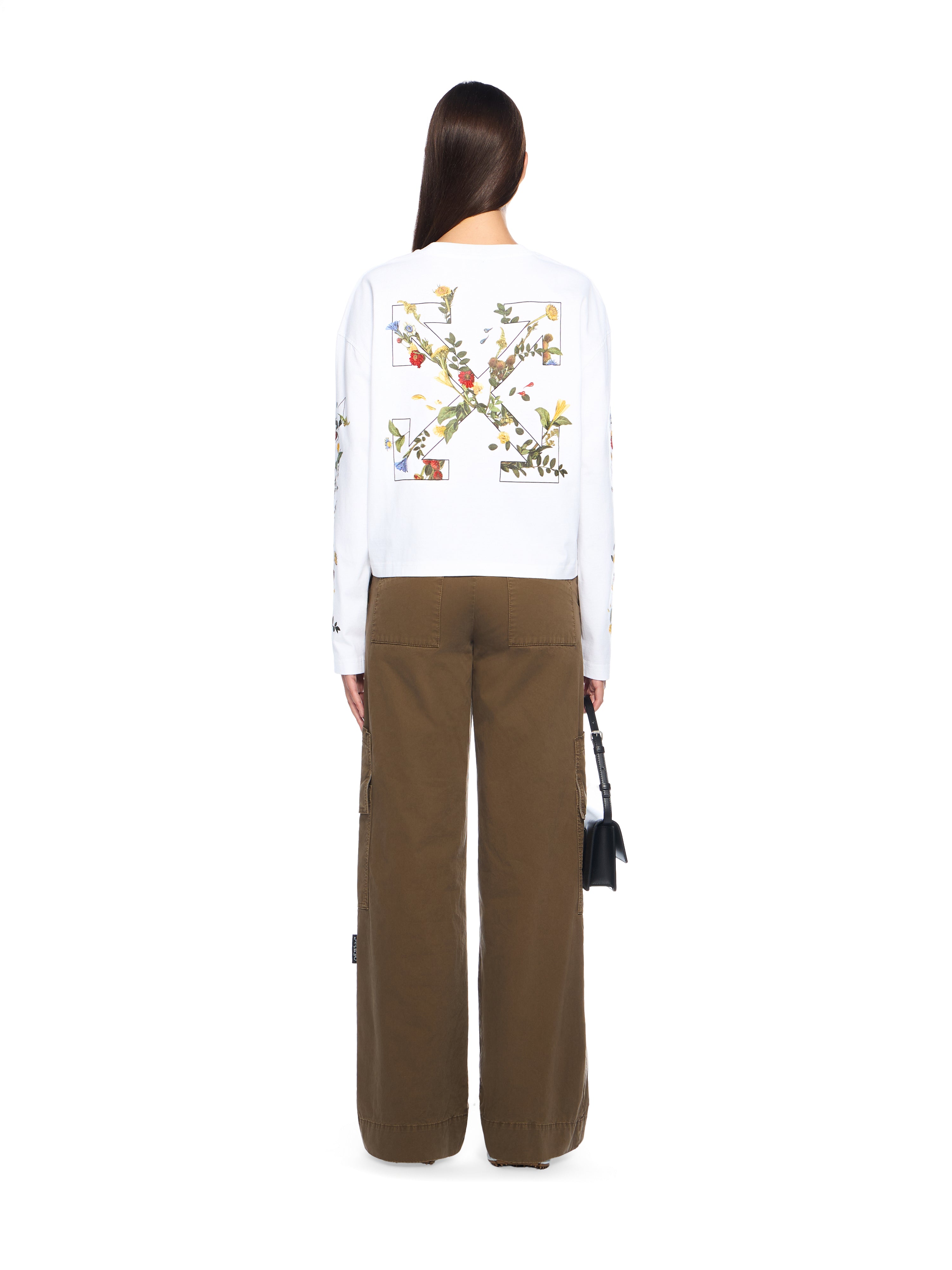 Off-White Embroidered Flowers Arrow Long Sleeve Tshirt