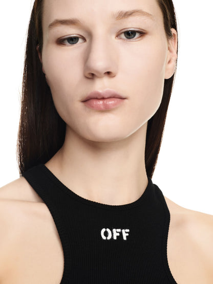 Off-White Off Stamp Rib Rowing Top Green Black