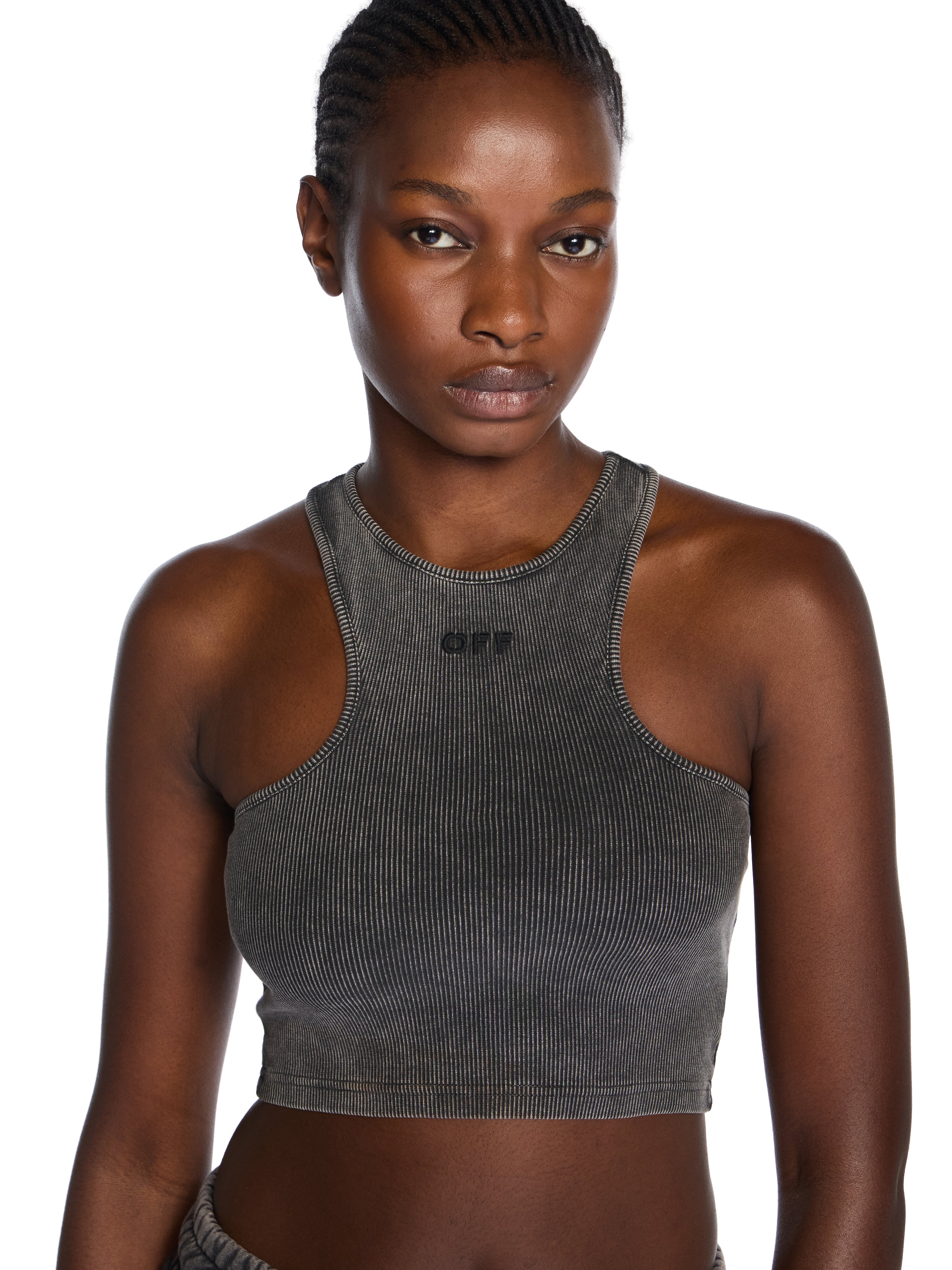 Off-White Off Stamp Rib Rowing Logo Top Black
