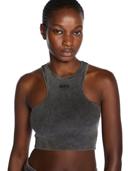 Off-White Off Stamp Rib Rowing Logo Top Black