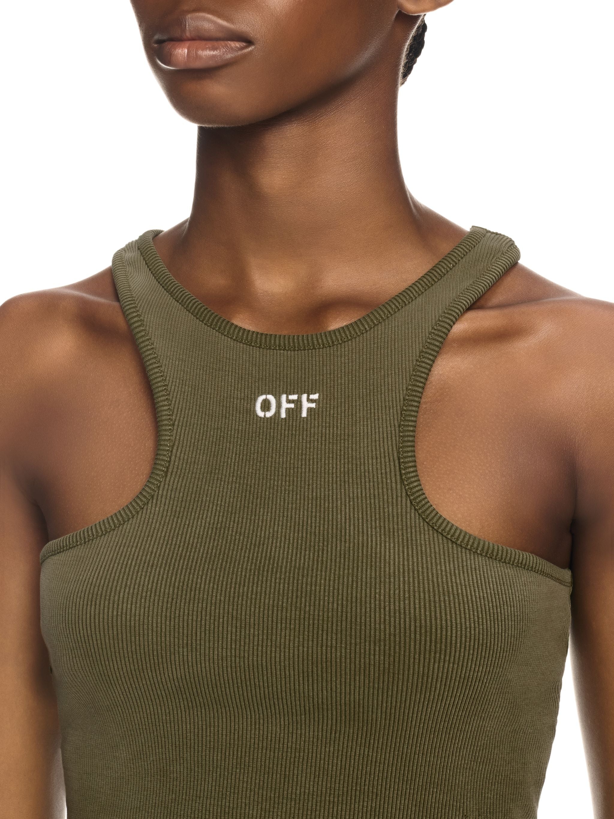 Off-White Off Stamp Rib Rowing Top Green Black