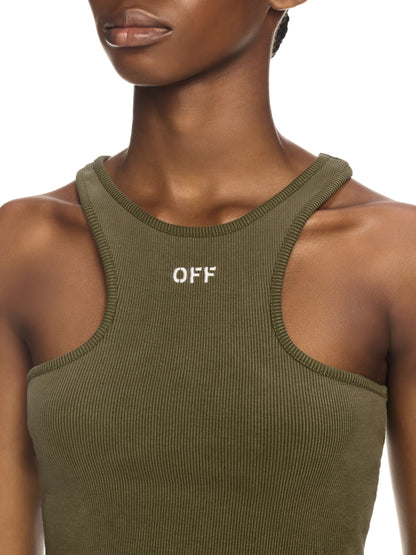 Off-White Off Stamp Rib Rowing Top Green Black