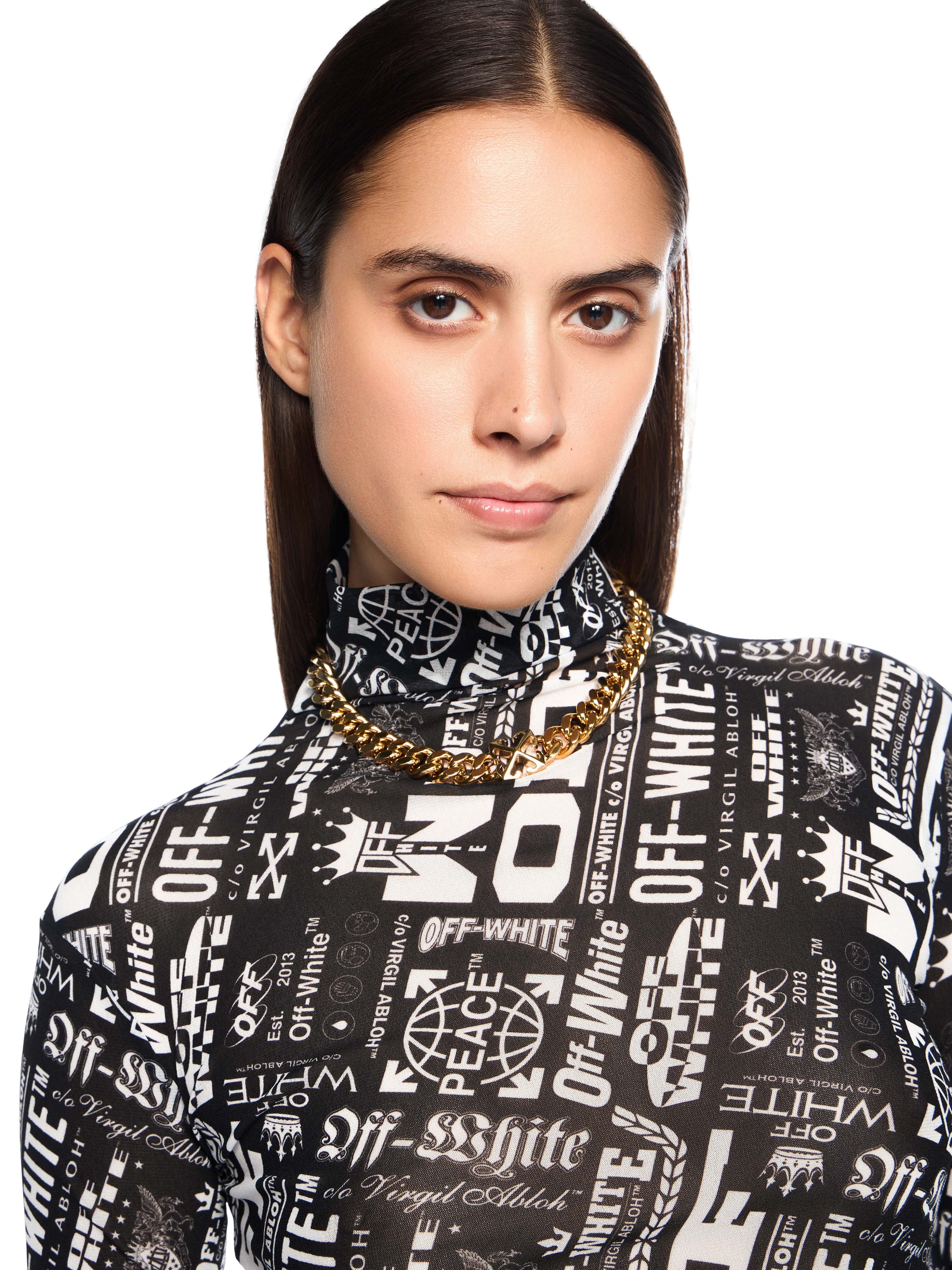 Off-White Multilogo Mesh Long Sleeve Turtle Logo Top None