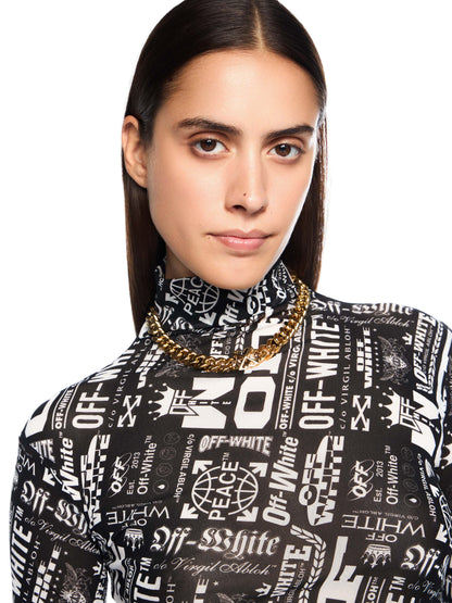 Off-White Multilogo Mesh Long Sleeve Turtle Logo Top None