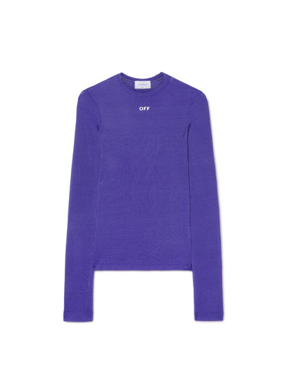 Off-White Off Stamp Light Rib Ls Crew Purple