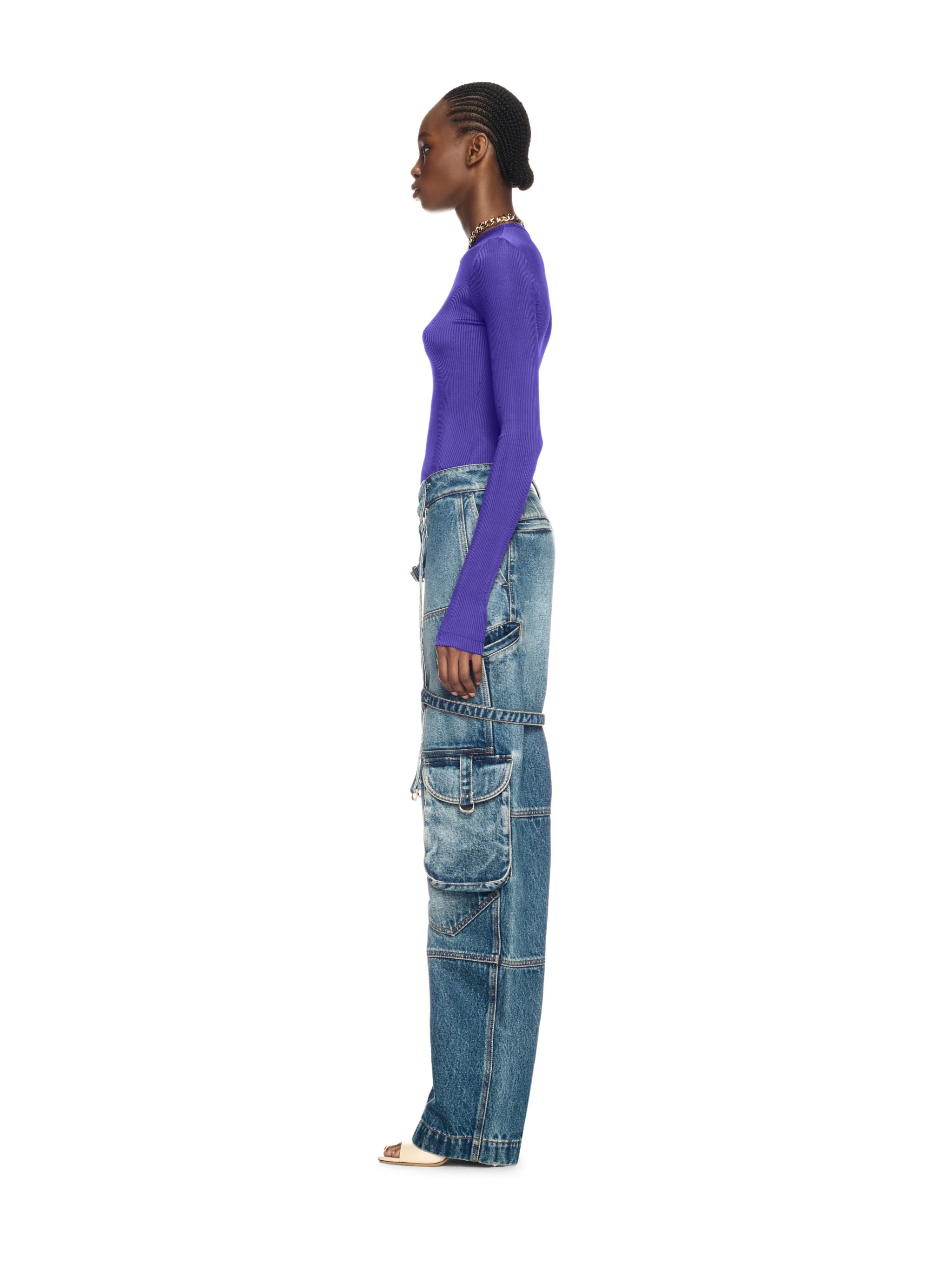 Off-White Off Stamp Light Rib Ls Crew Purple