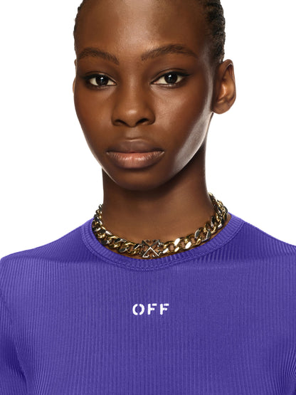 Off-White Off Stamp Light Rib Ls Crew Purple
