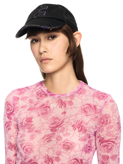 Off-White Off Stamp Roses Mesh Ls Crew Pink