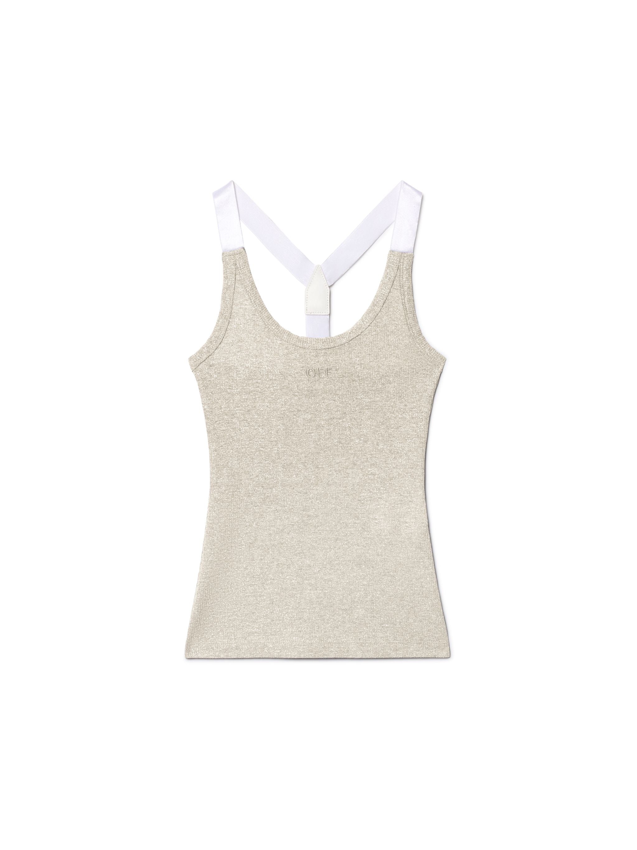 Off-White Lurex Rib Alla Top Silver