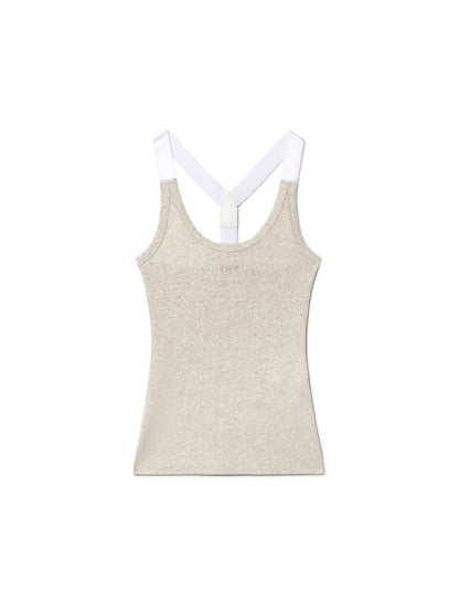 Off-White Lurex Rib Alla Top Silver