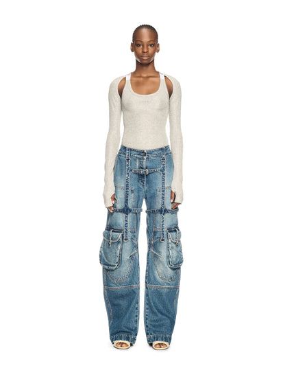 Off-White Lurex Rib Alla Top Ls Silver