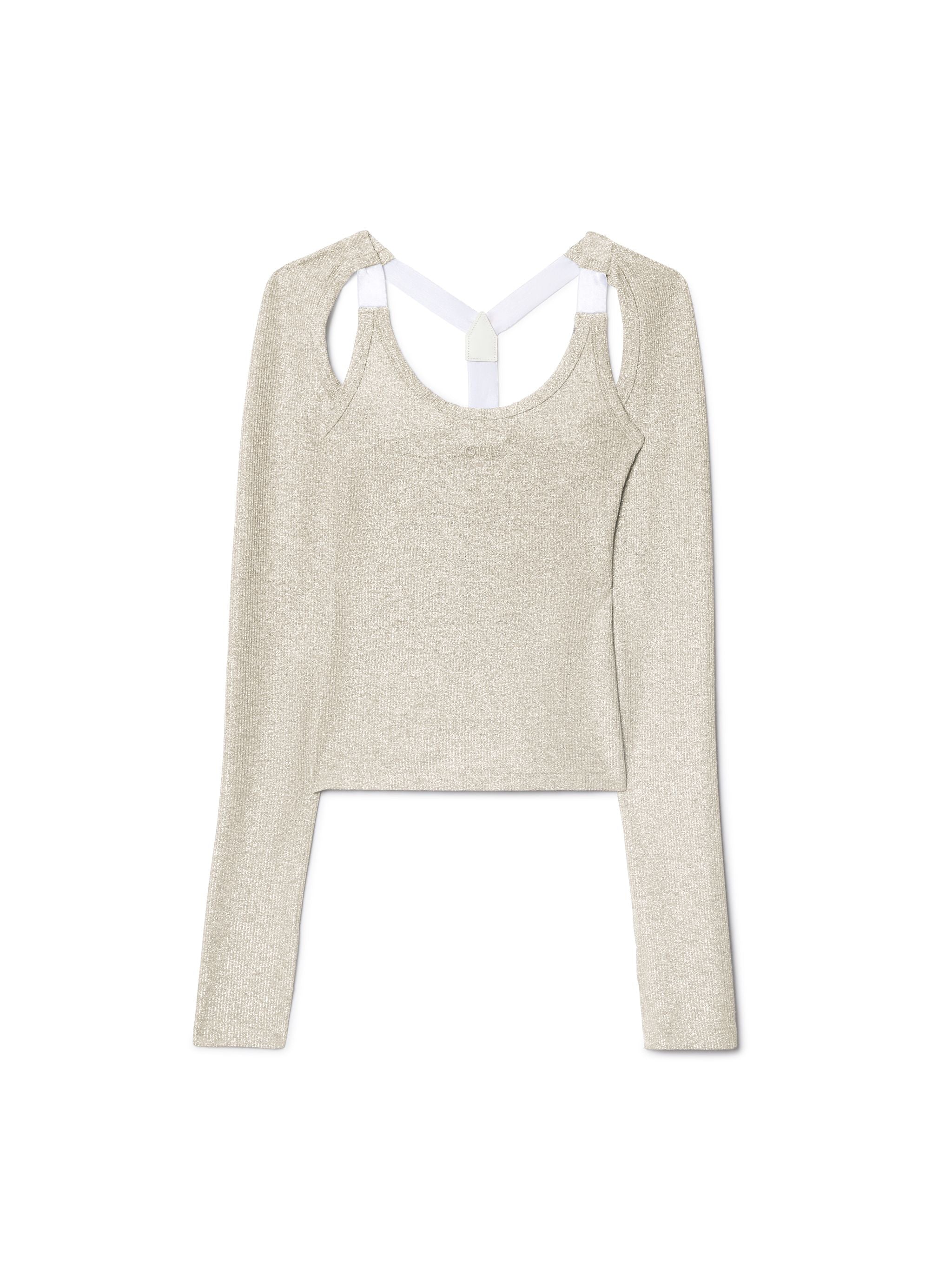 Off-White Lurex Rib Alla Top Ls Silver