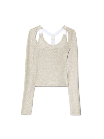Off-White Lurex Rib Alla Top Ls Silver