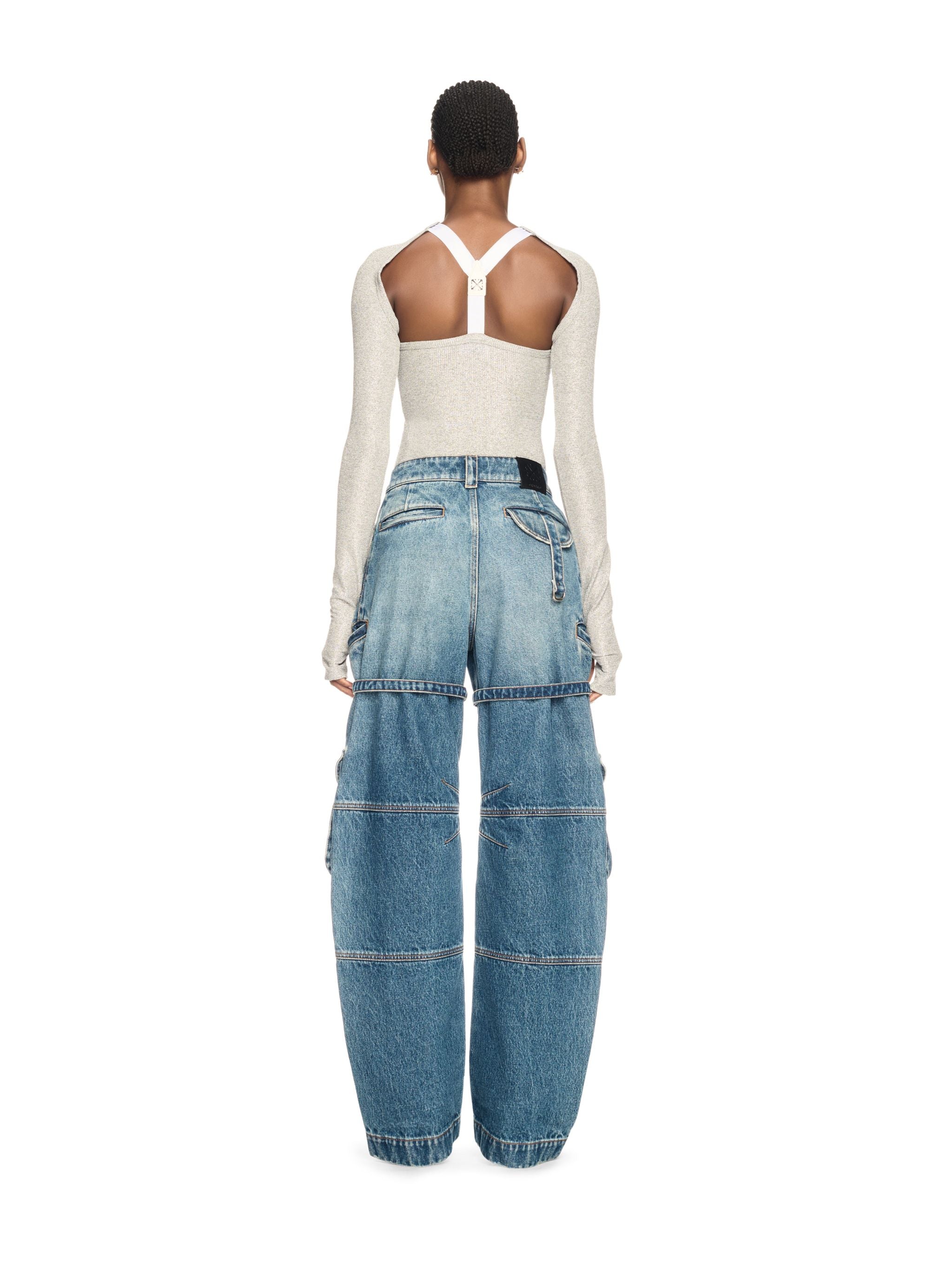 Off-White Lurex Rib Alla Top Ls Silver