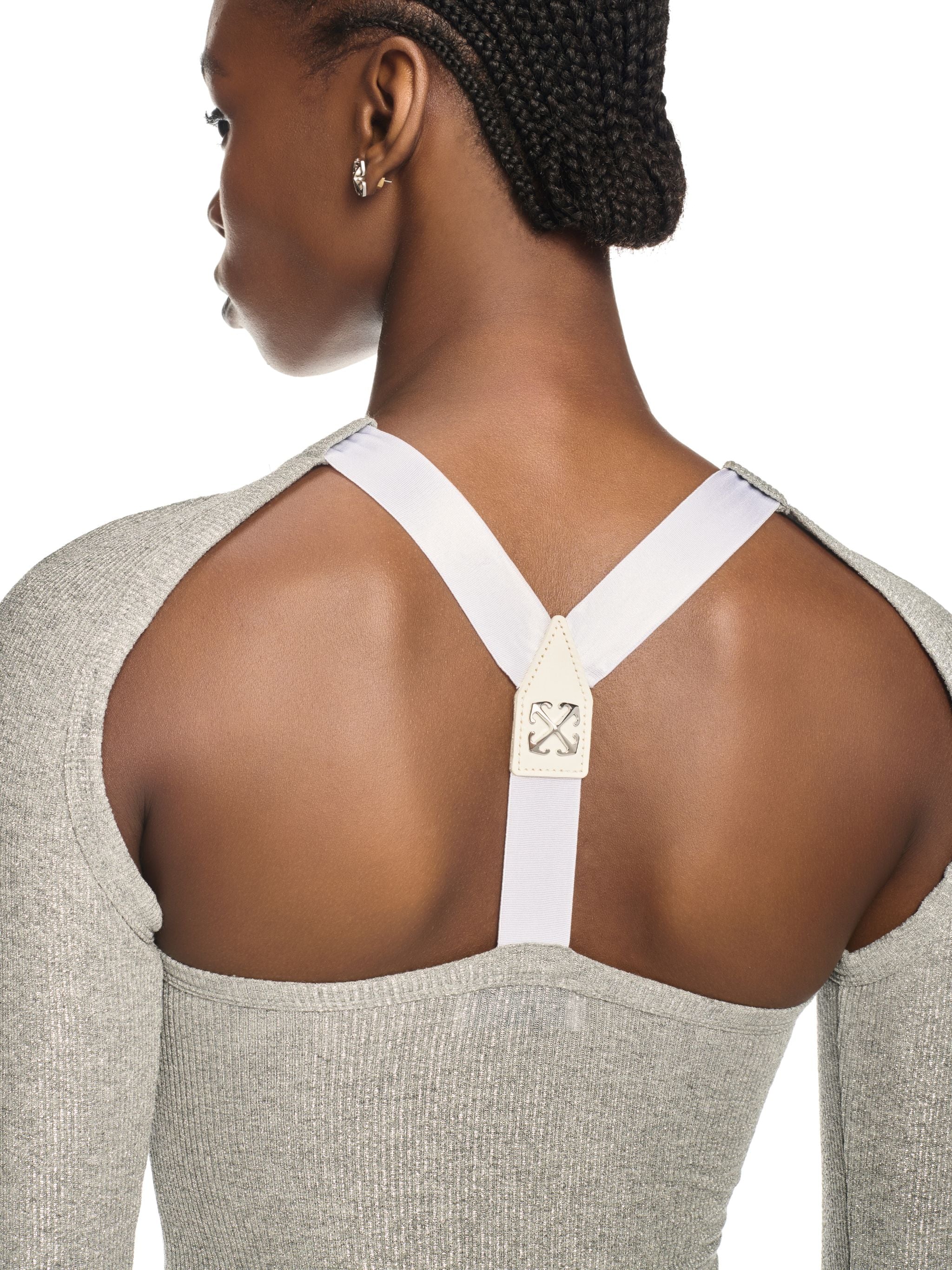Off-White Lurex Rib Alla Top Ls Silver