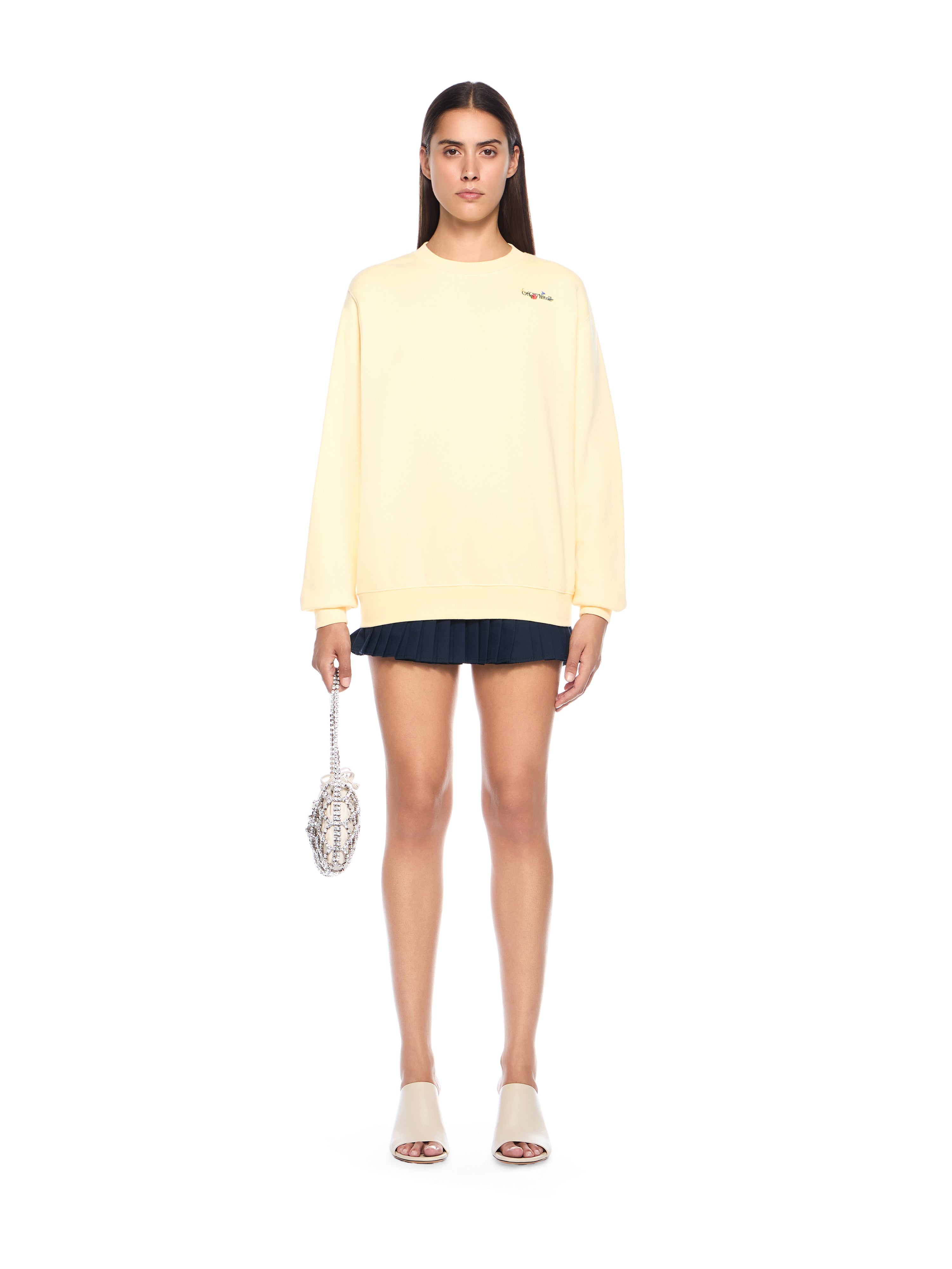 Off-White Arrow Glass Flower Crewneck Logo Sweatshirt Cream