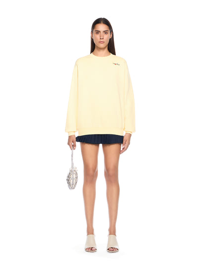 Off-White Arrow Glass Flower Crewneck Logo Sweatshirt Cream