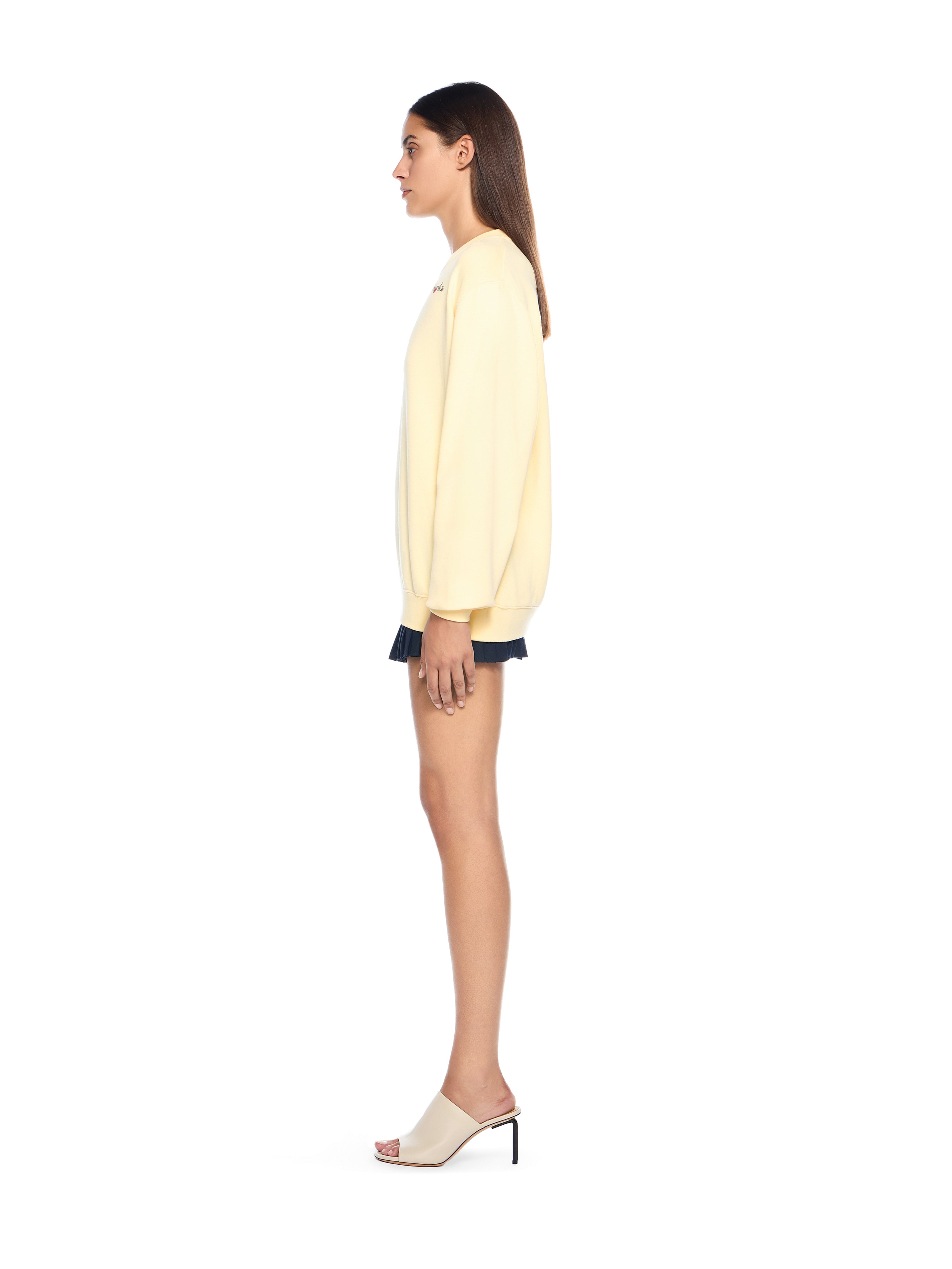 Off-White Arrow Glass Flower Crewneck Logo Sweatshirt Cream