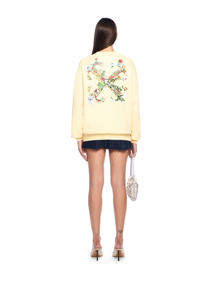 Off-White Arrow Glass Flower Crewneck Logo Sweatshirt Cream