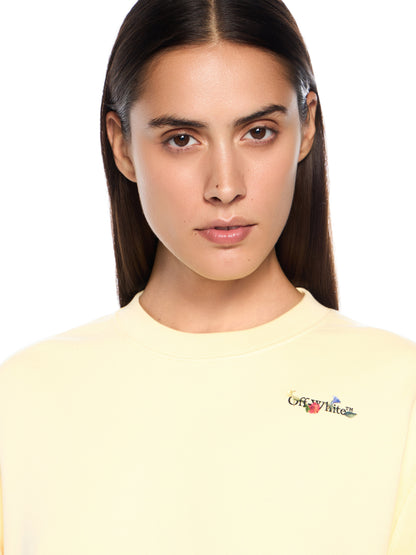 Off-White Arrow Glass Flower Crewneck Logo Sweatshirt Cream
