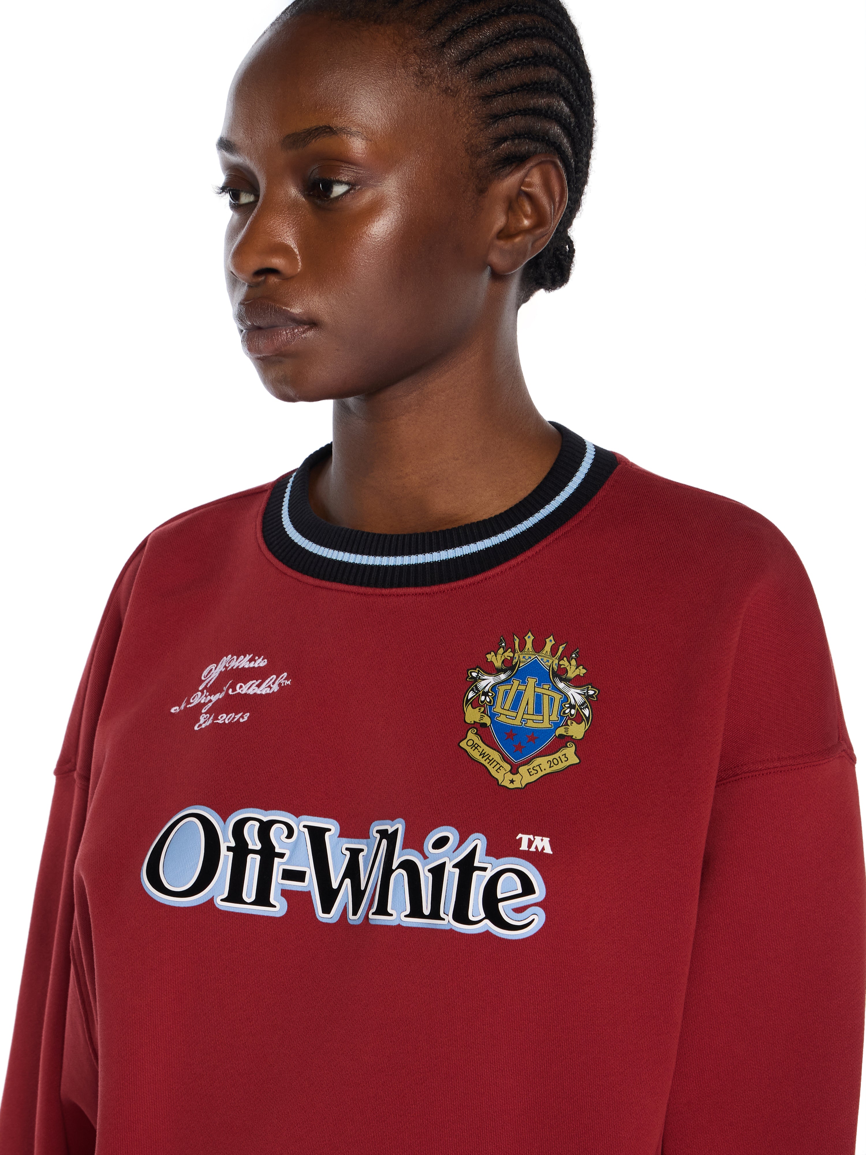 Off-White Sporty Over Crew Logo Sweatshirt Red