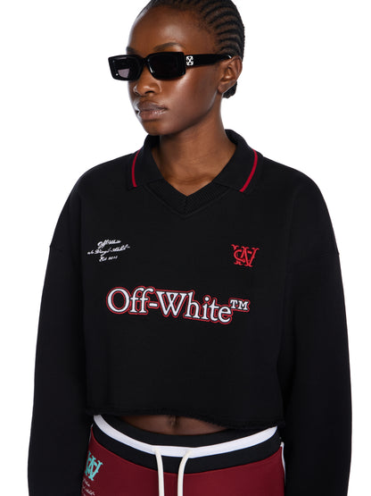 Off-White Sporty Crop Polo Logo Sweatshirt Black