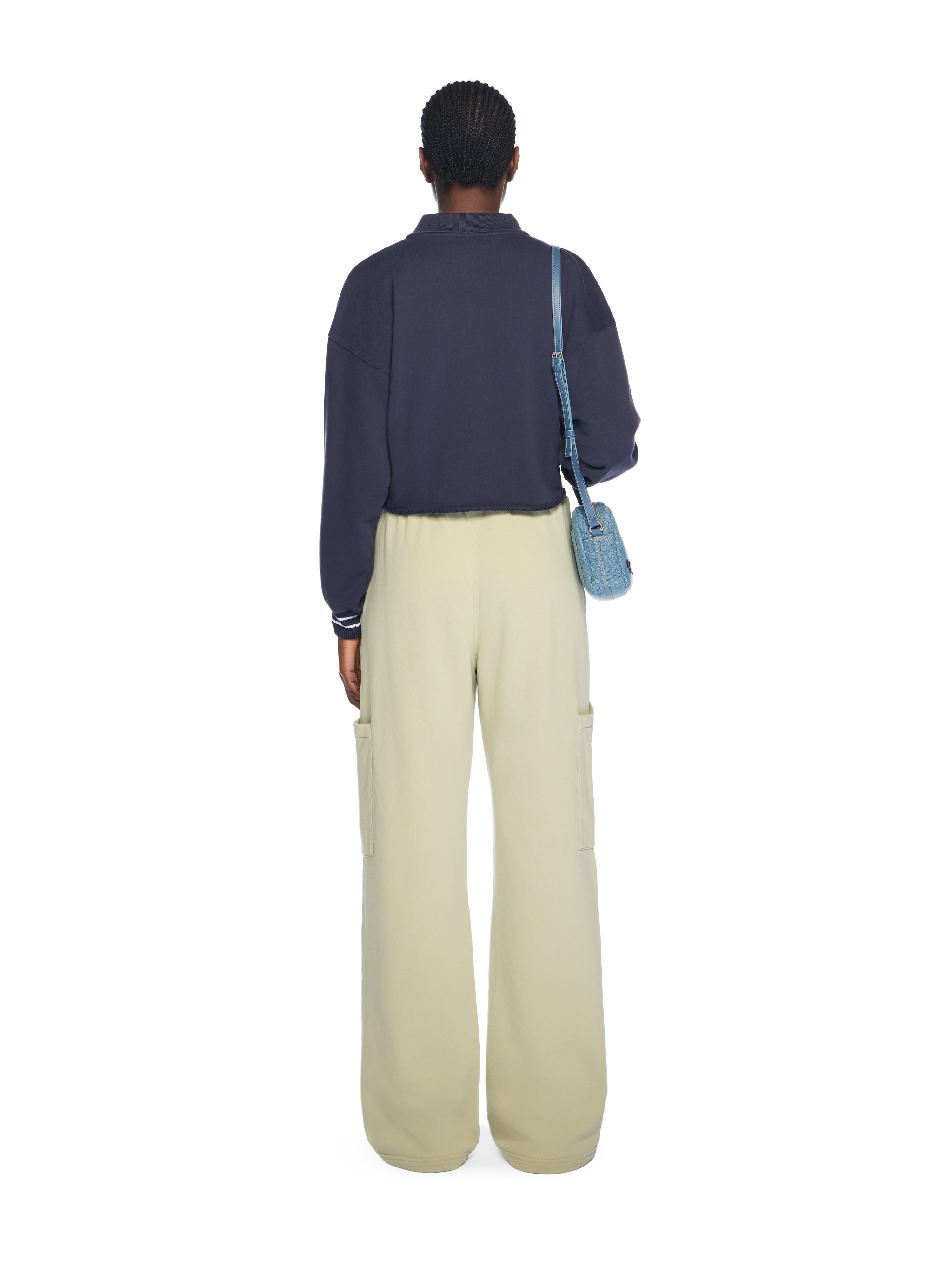 Off-White Embroidered Script Logo Crop Polo Sweater Sapphire
