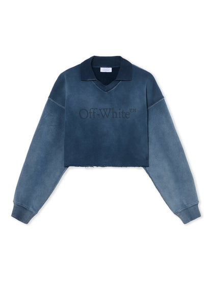 Off-White Laundry Crop Polo Logo Sweatshirt Sapphire