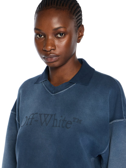 Off-White Laundry Crop Polo Logo Sweatshirt Sapphire