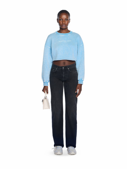 Off-White Switch Off Crop Crewneck Sweatshirt Blue