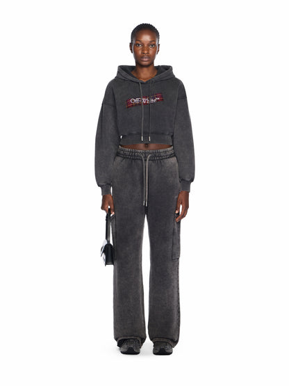 Off-White Bookish Crop Logo Hoodie Black