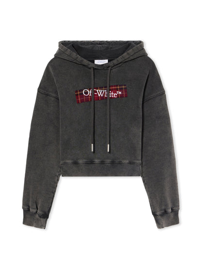 Off-White Bookish Crop Logo Hoodie Black