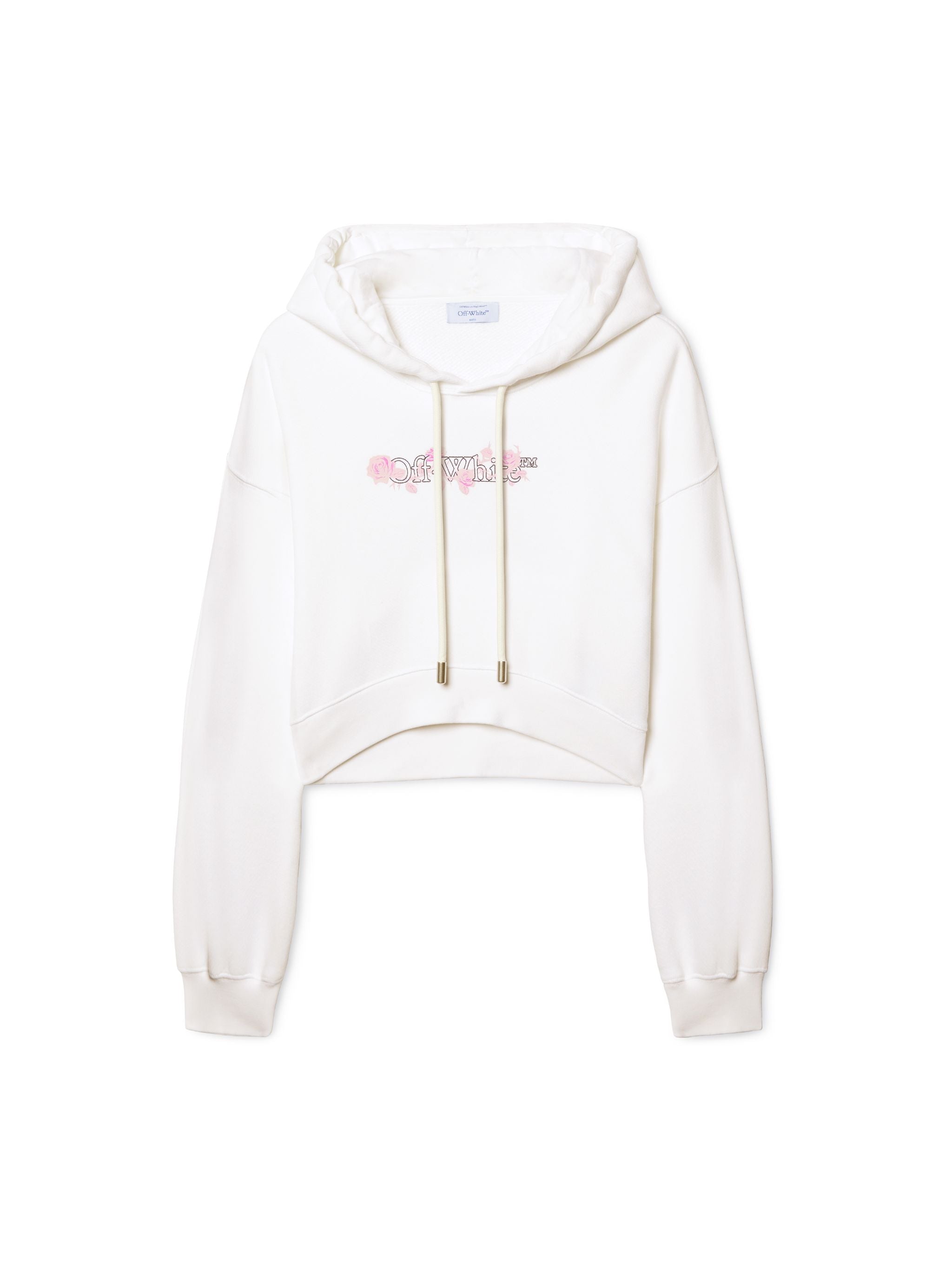 Off-White White Bookish Rose Cropped Hoodie